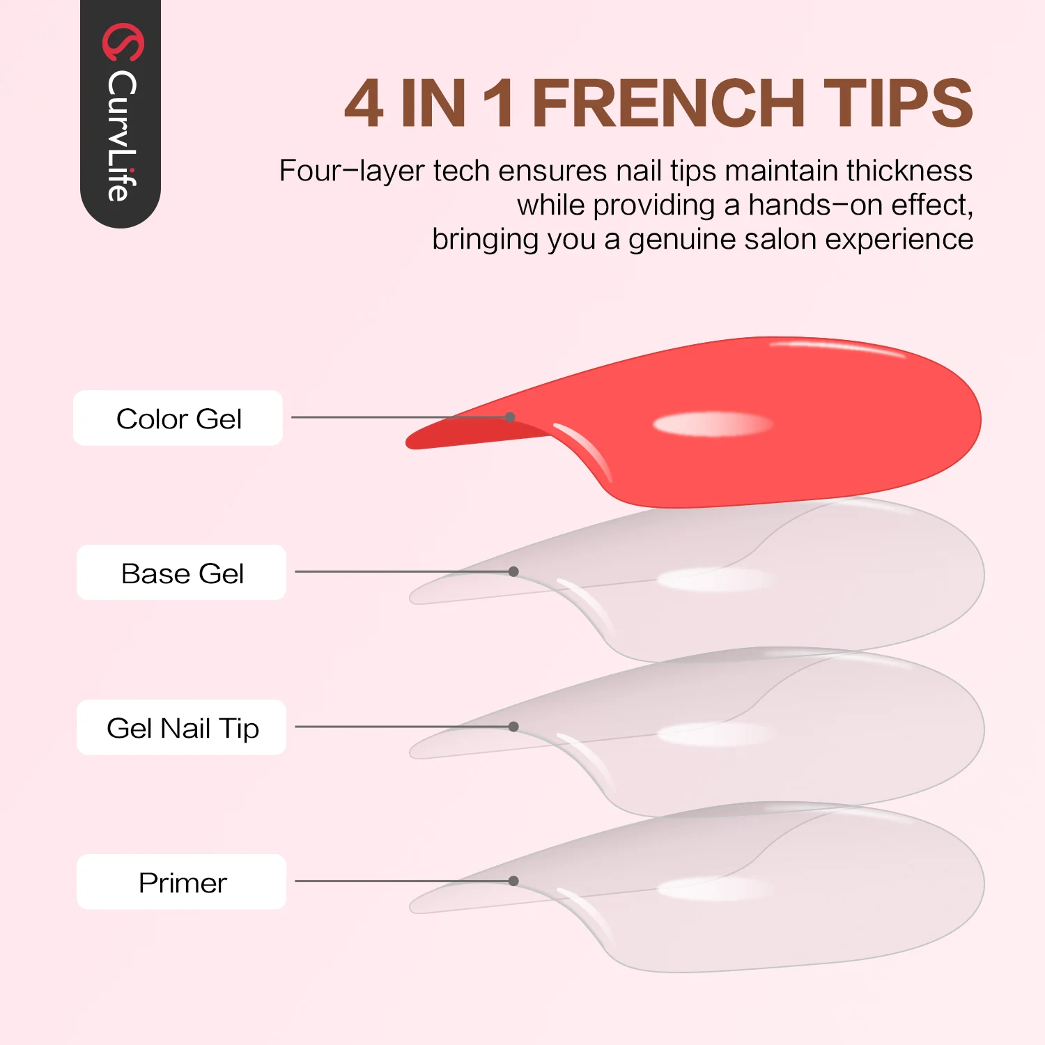 French Tips 150pcs CurvLife X-Pro Soft Gel Tips X004ERO8ZJ-150PCS - Image 4