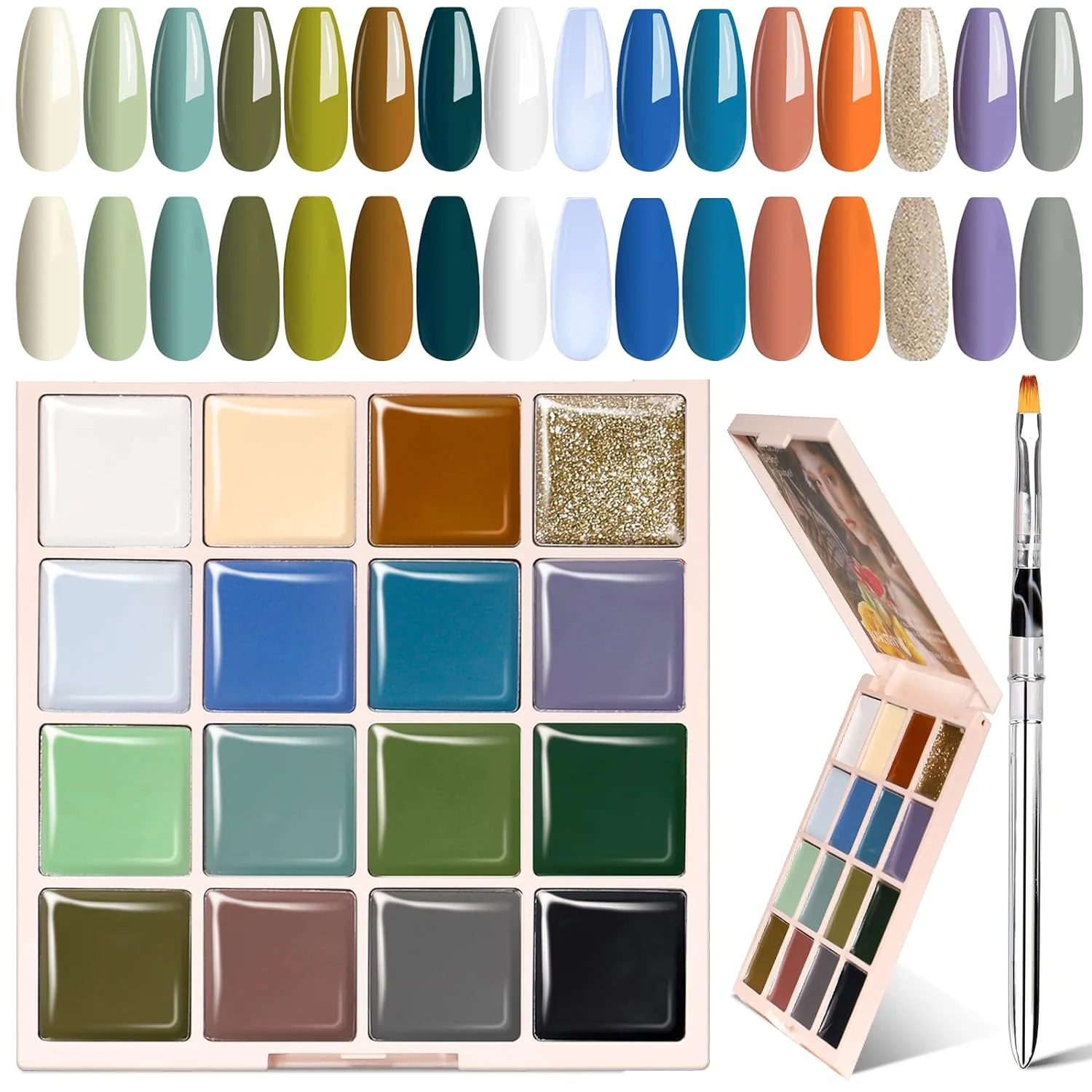 16 Colors Solid Gel Nail Polish Palette - Image 10