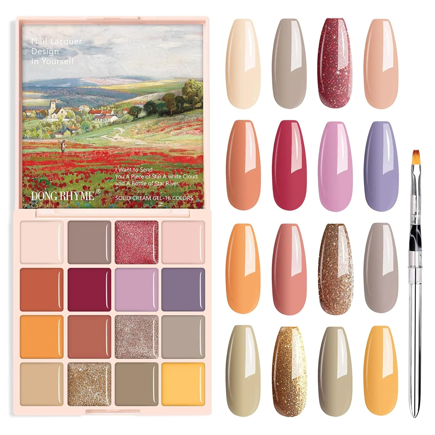 16 Colors Solid Gel Nail Polish Palette - Image 2