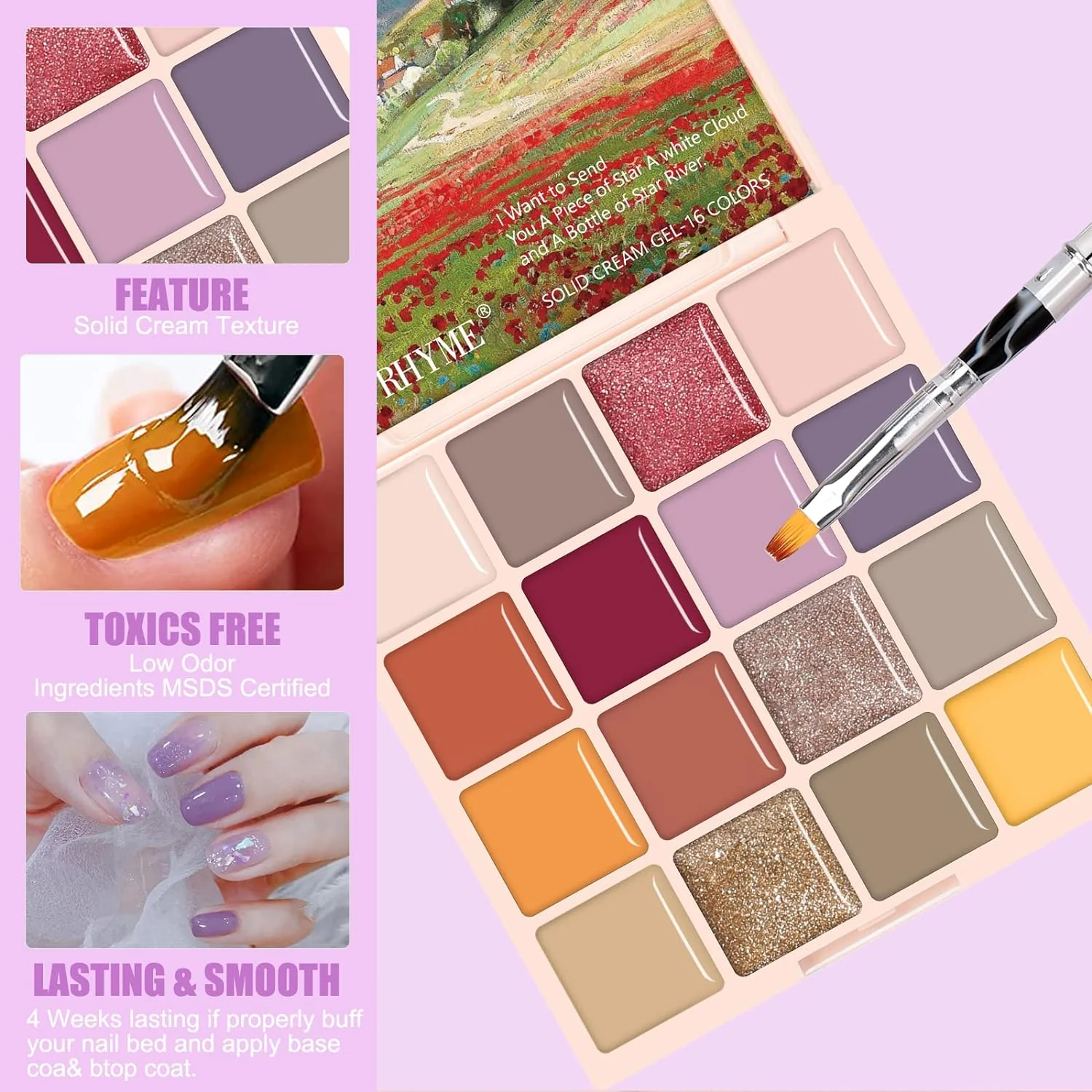16 Colors Solid Gel Nail Polish Palette - Image 3