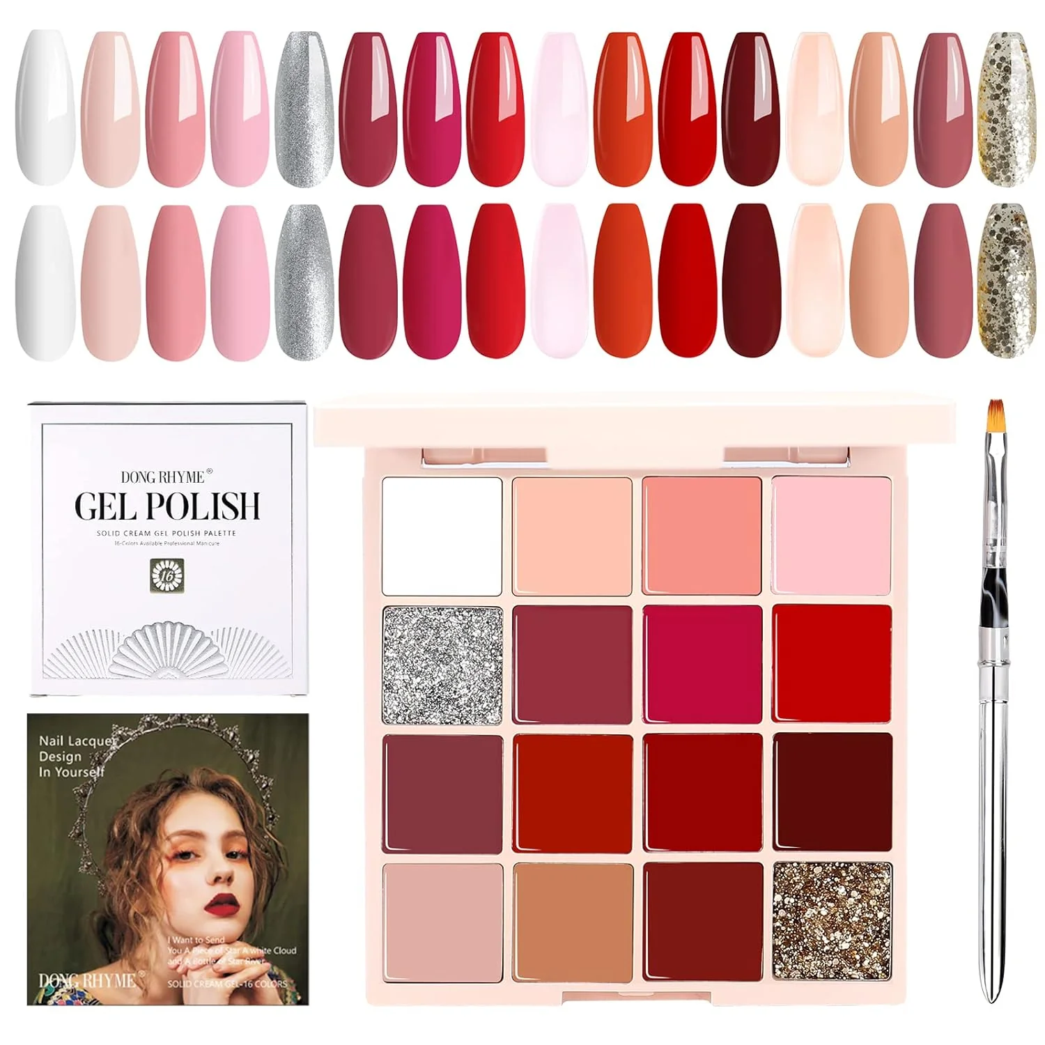 16 Colors Solid Gel Nail Polish Palette - Image 8