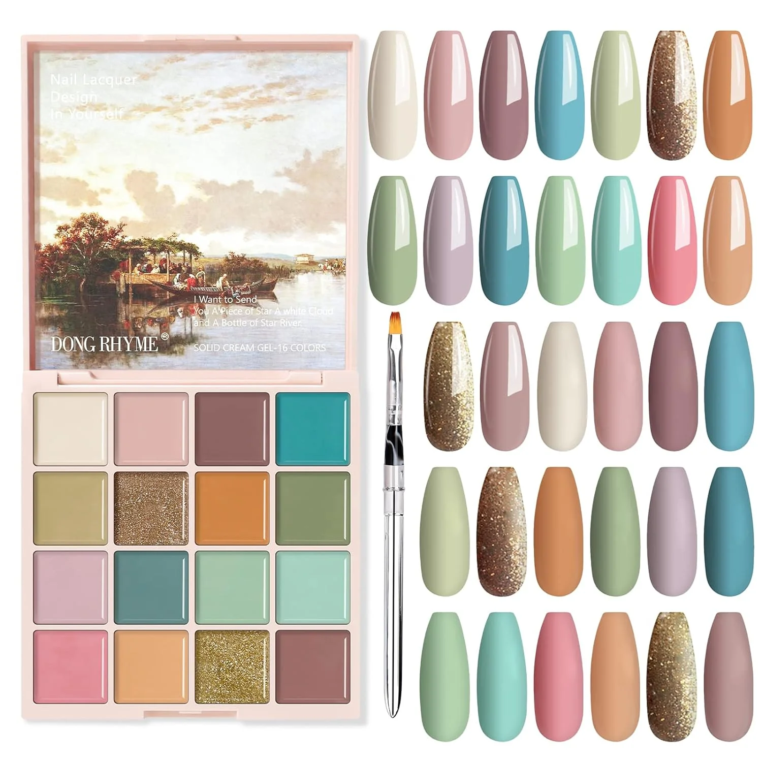 16 Colors Solid Gel Nail Polish Palette - Image 9