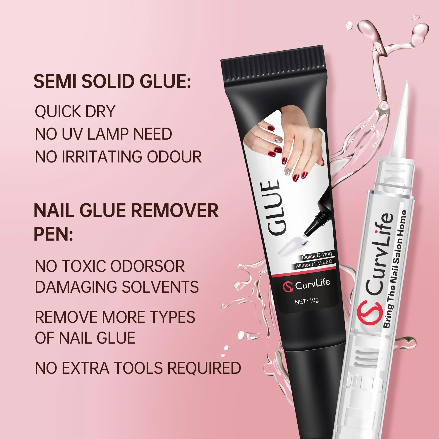 Semi-solid glue New Upgrade Super Strong Quick drying with remover kit for nails - Image 12