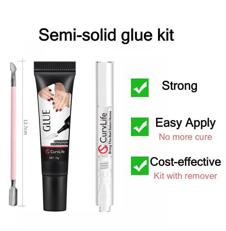 Semi-solid glue New Upgrade Super Strong Quick drying with remover kit for nails - Image 17