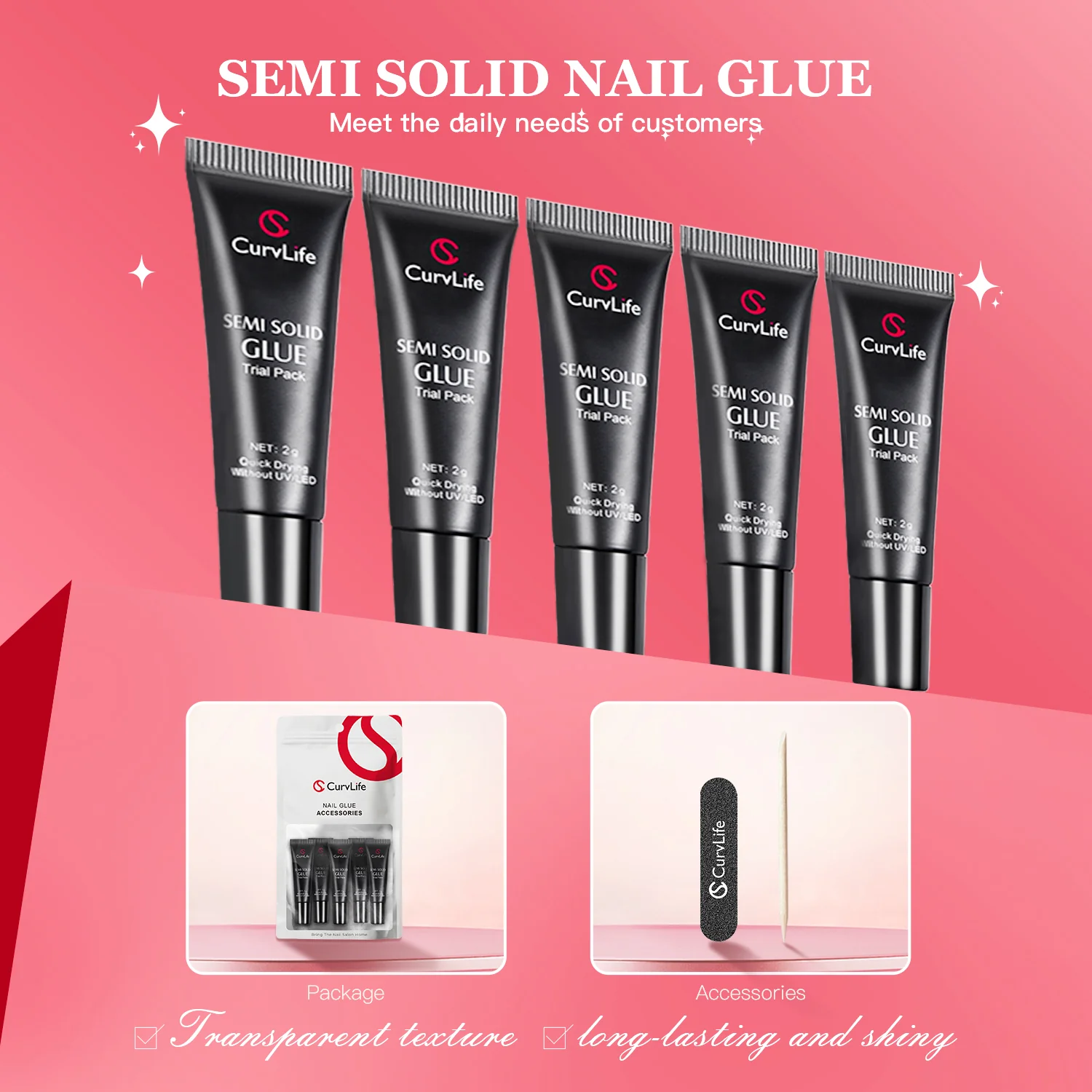 2g × 5pcs Semi-Solid Nail Glue Kit - Image 2