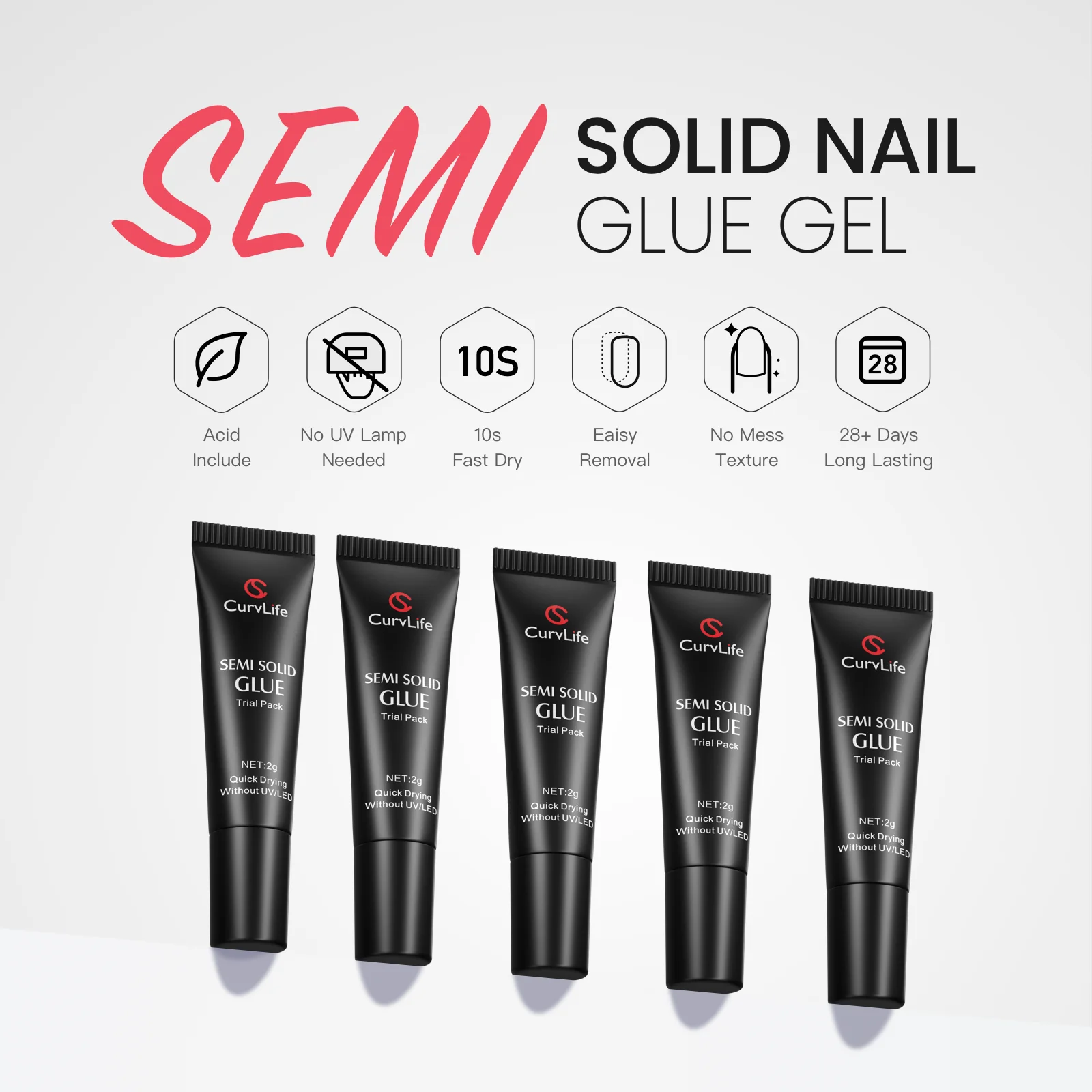 2g × 5pcs Semi-Solid Nail Glue Kit - Image 3