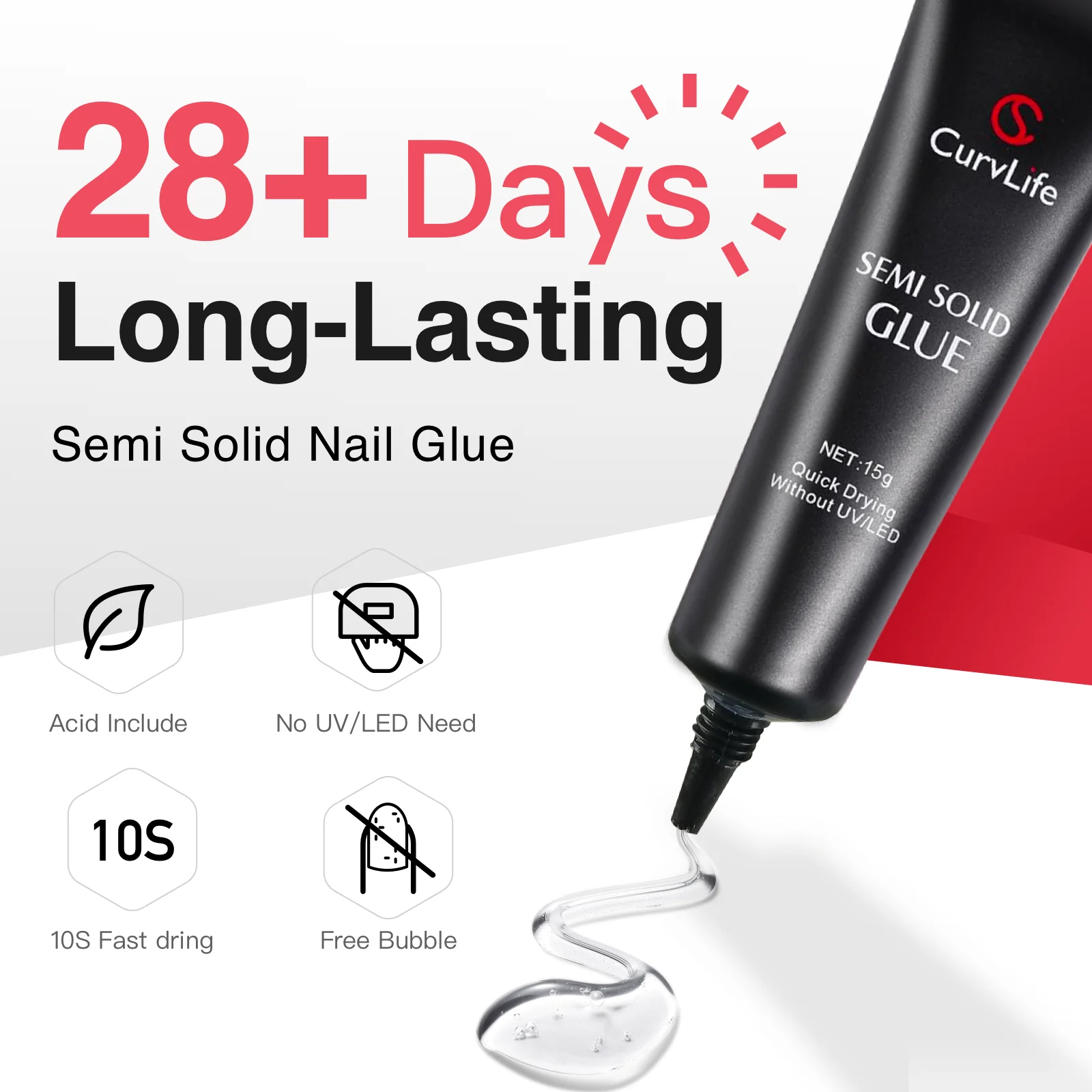 15g Semi solid glue New Upgrade Super Strong Quick drying without cure nail glue - Image 6