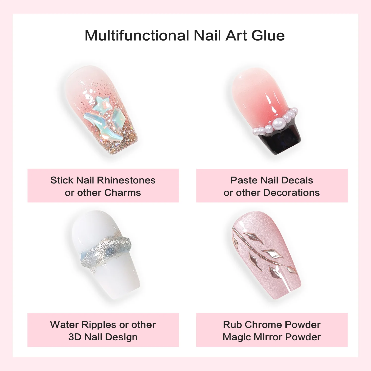 4 in 1 Nail Art Glue Rhinestones 3D Designs and Decorations - Image 3