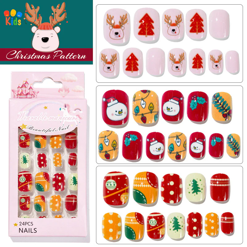 Mini press on nails for kids 24Pcs-12Size PNT-27 - Image 10