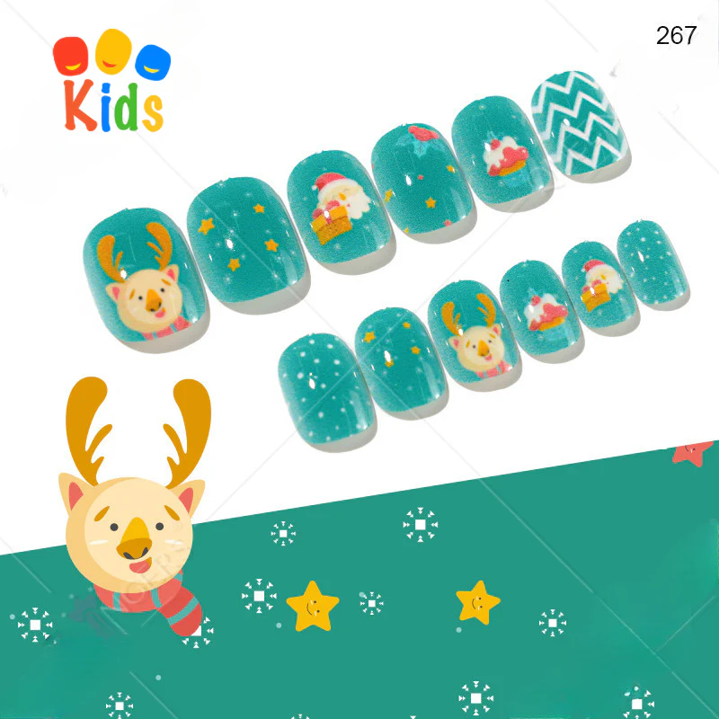Mini press on nails for kids 24Pcs-12Size PNT-27 - Image 14