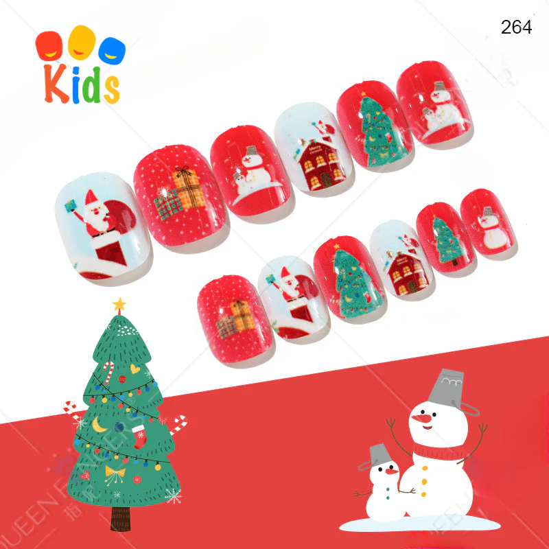 Mini press on nails for kids 24Pcs-12Size PNT-27 - Image 3