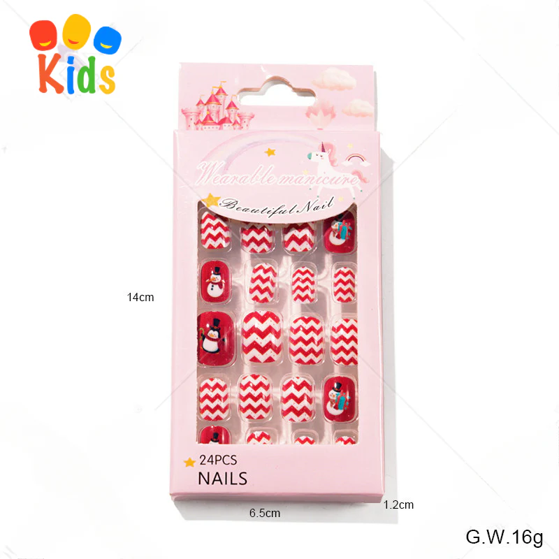 Mini press on nails for kids 24Pcs-12Size PNT-27 - Image 5