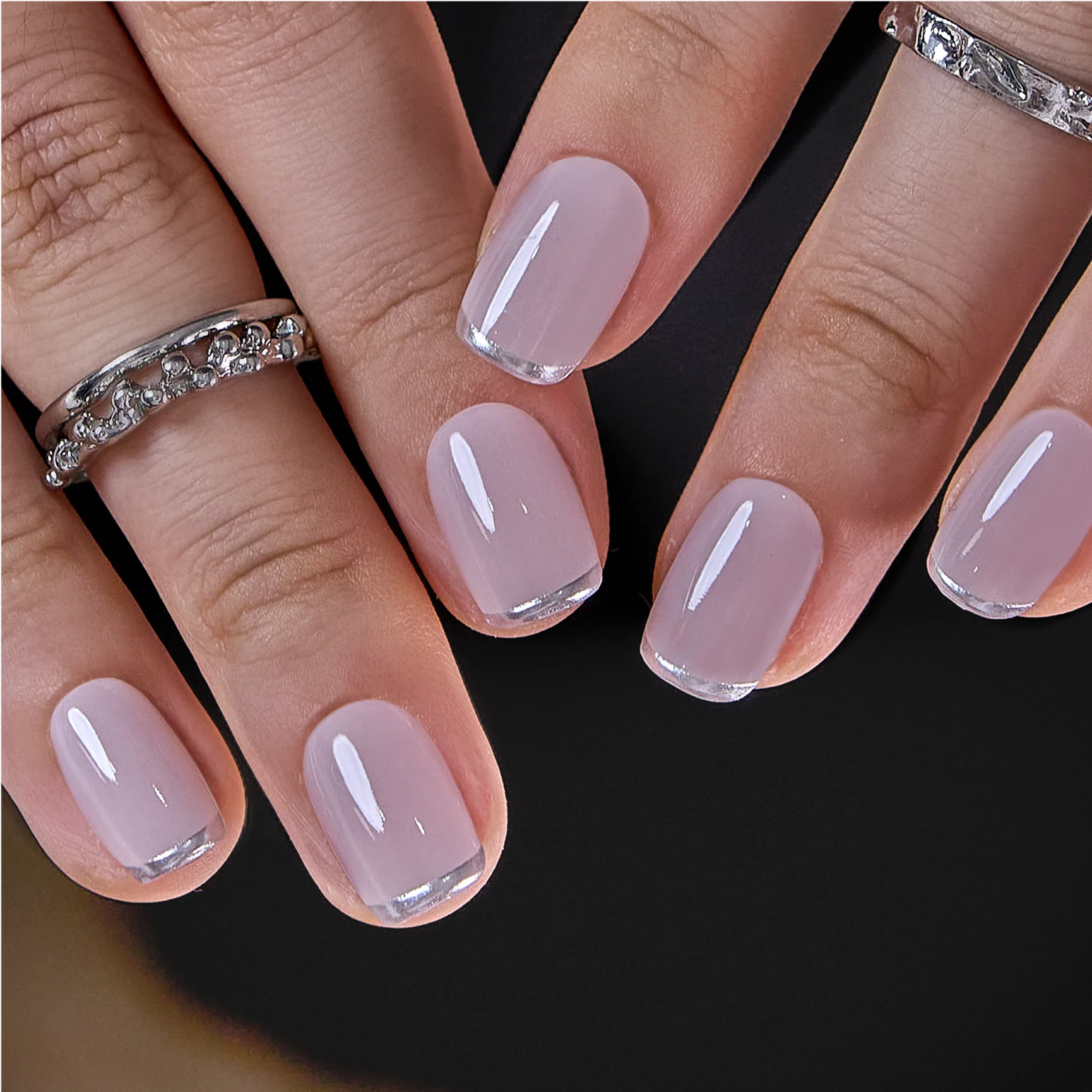 Nude Pink with Silver Trim - Image 4